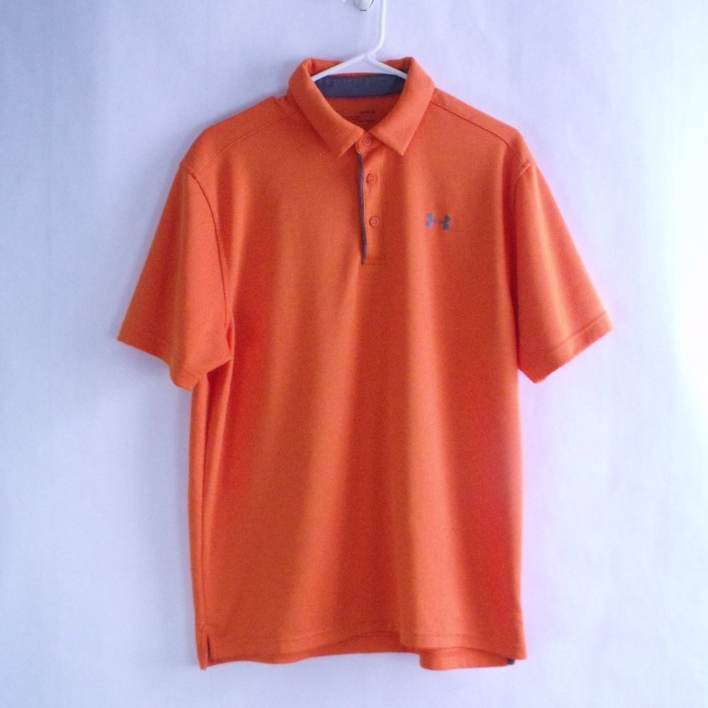 Under Armour Orange Loose Heatgear Polo Shirt L